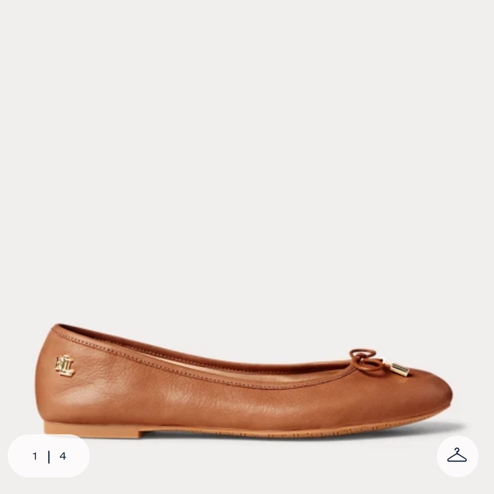Jayna Leather Flat Lauren Ralph Lauren Deep Saddle Tan never worn too Small